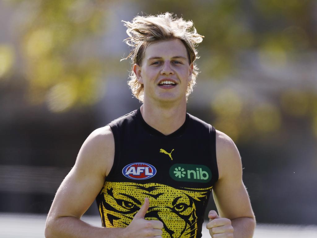 Richmond first-round draftee Josh Smillie during Monday’s training. Picture: Michael Klein