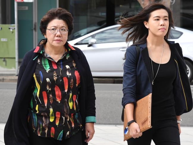 Curtis Cheng's widow Selina Cheng and daughter Zilvia at Parramatta court. Picture: AAP Image/Peter Rae