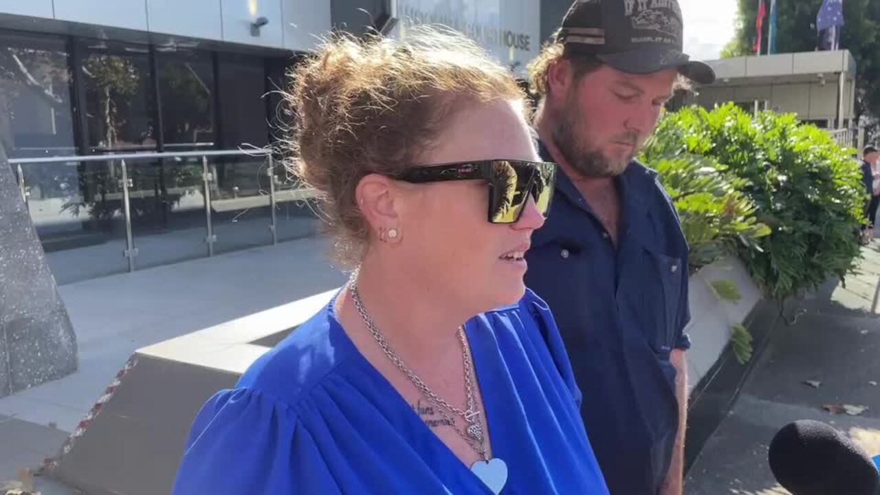 Riley Wells' mum, Shanowahh Dennis, speaks outside court