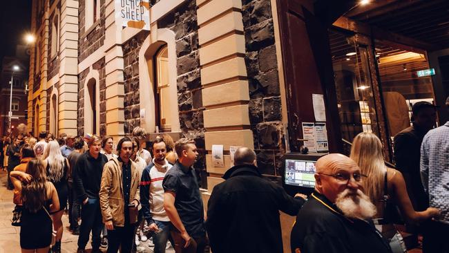 Patrons outside Lambys bar in Geelong. Picture: Facebook