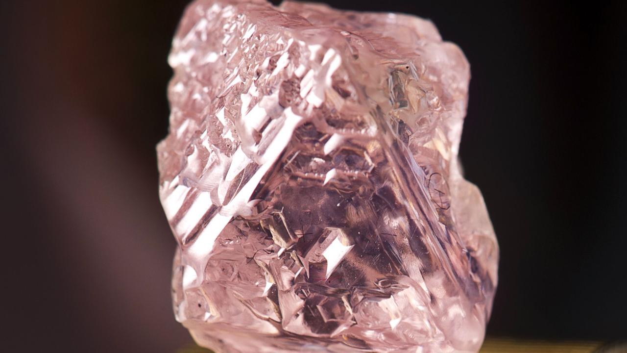 An undated handout photo released by Rio Tinto on February 22, 2012 shows a 12.76 carat pink diamond — the largest of the rare and precious stones ever found in Australia. Picture: AFP