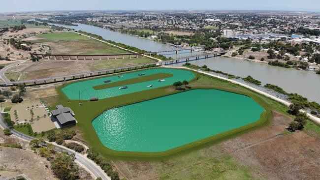 An artist's impression of a new water-sport park planned for Murray Bridge. Picture: Supplied