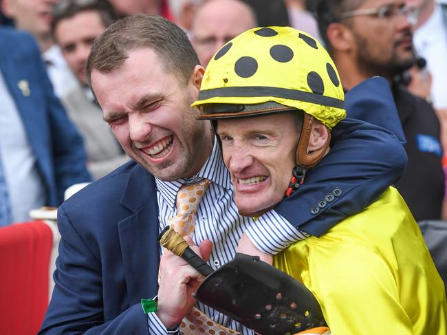 Mark Zahra after Without A Fight (IRE) won the Carlton Draught Caulfield Cup at Caulfield Racecourse on October 21, 2023 in Caulfield, Australia. (Photo by Reg Ryan/Racing Photos via Getty Images)