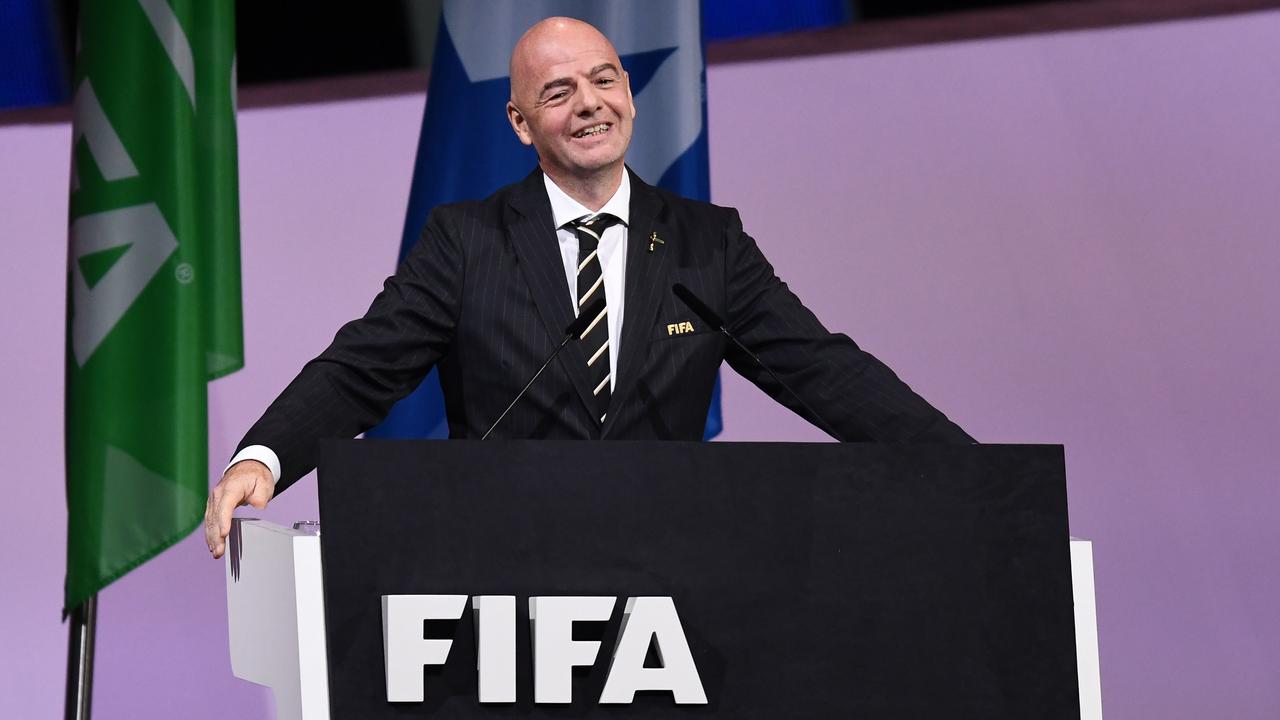 FIFA President Gianni Infantino delivers his speech