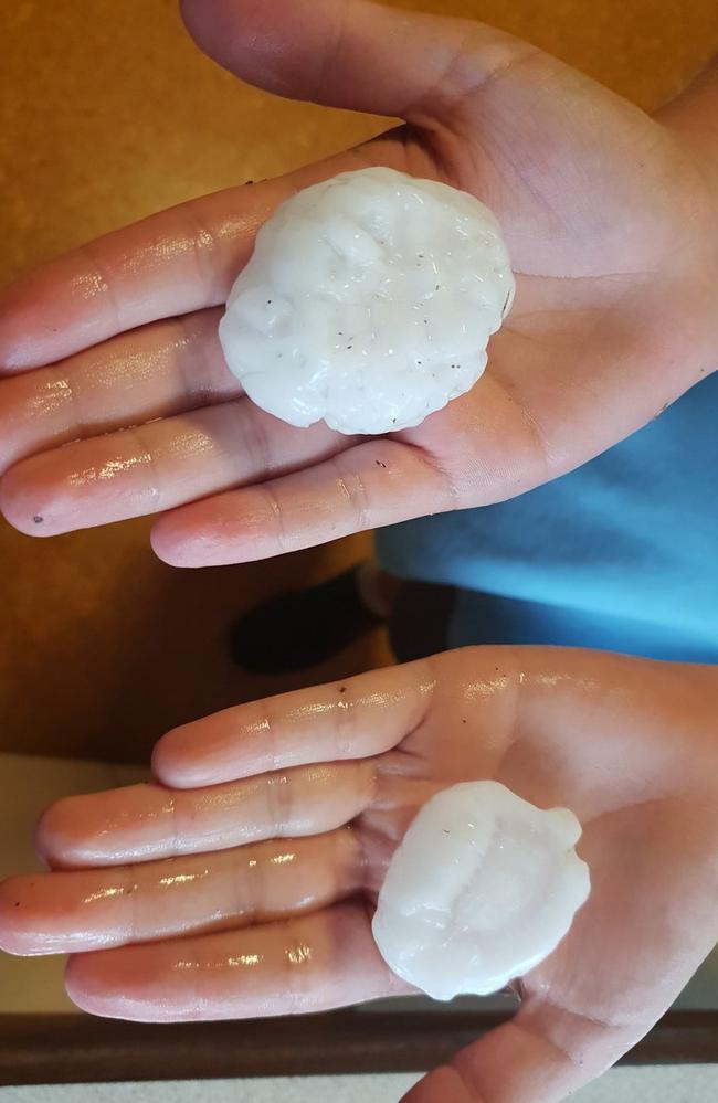 Giant hail in South Penrith. Picture: Twitter/liltoivonen
