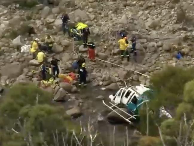 Emergency workers at the crash scene. Picture: ABC News