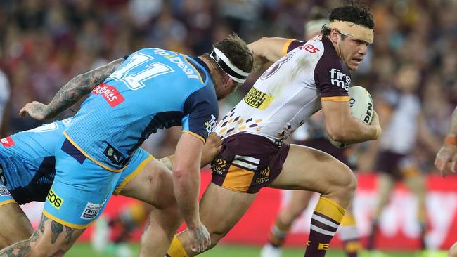 Broncos James Roberts. The Brisbane Broncos vs. Gold Coast Titans at Suncorp Stadium in Brisbane. Pic Peter Wallis