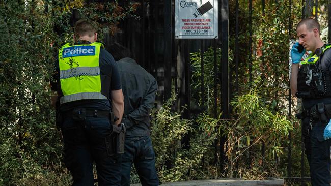 A man is arrested inside Richmond primary school grounds with drugs and knife. Picture: Jason Edwards