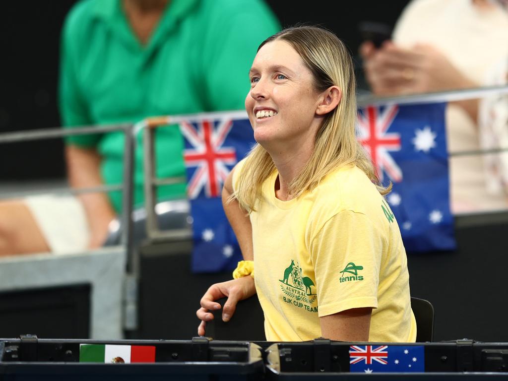 Storm Hunter sidelined with injury during the Billie Jean King Cup Qualifier in April, 2024. Picture: Chris Hyde/Getty Images