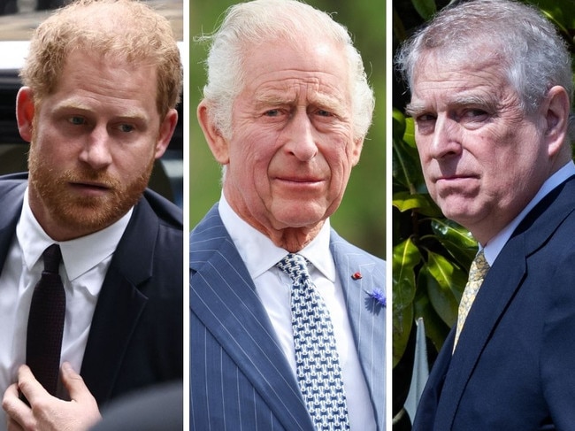 Prince Harry, King Charles and Prince Andrew.