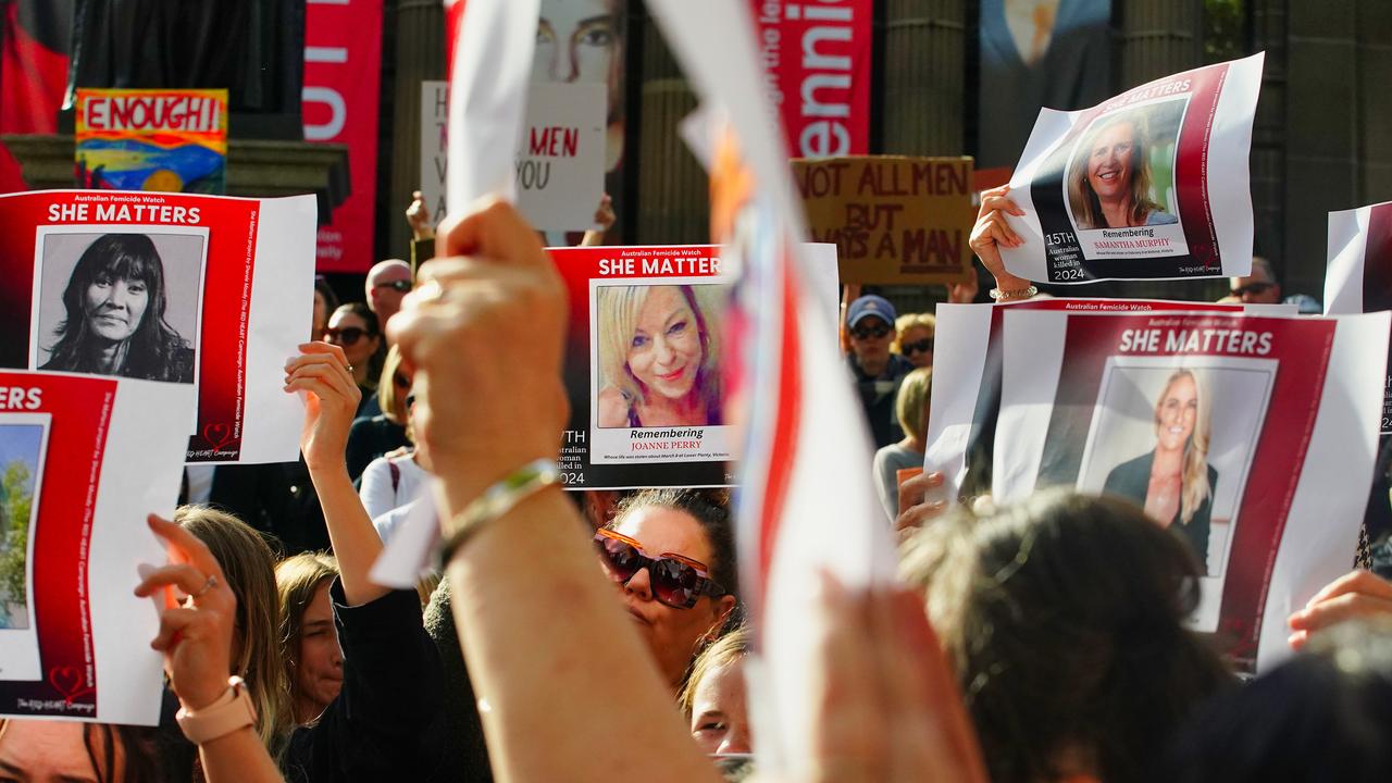 Protesters marched in solidarity during the 'No More!' National Rally Against Violence in Melbourne. Picture: NCA NewsWire / Luis Enrique Ascui