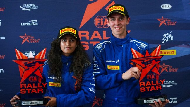 Taylor Gill (right) this year won the FIA Rally Star for Asia Pacific and will race in rallies overseas next year. Picture: FIA.