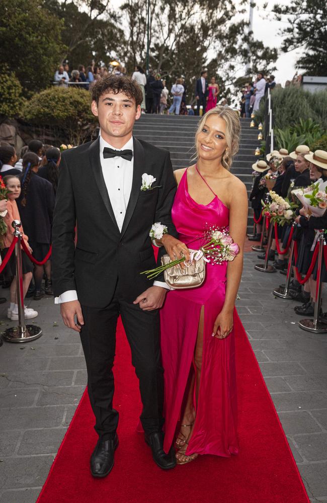 Evie Healy and partner Jake Cameron arrive at The Glennie School formal at Picnic Point, Thursday, September 12, 2024. Picture: Kevin Farmer