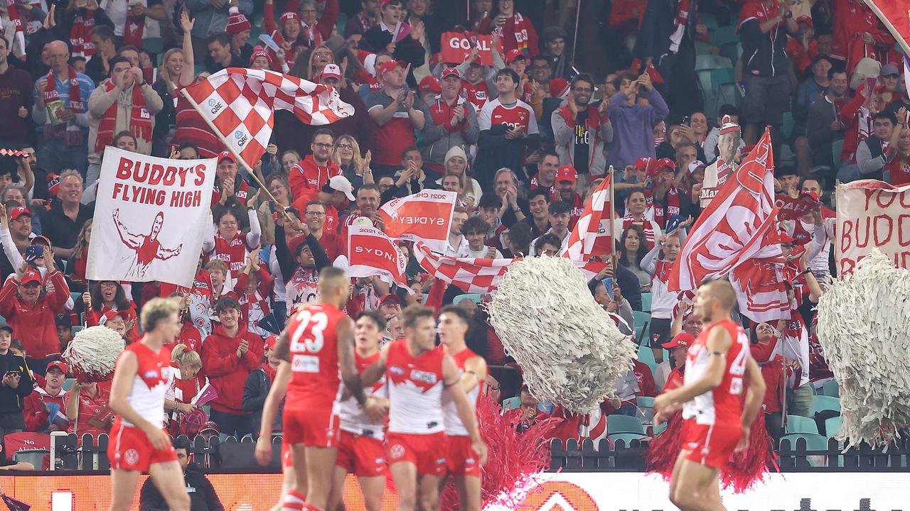 Australia is the envy of the world. Crowds shown at an AFL match between the Sydney Swans and Greater Western Sydney Giants at SCG on April 17. Picture: Mark Kolbe/AFL Photos/Getty Images.