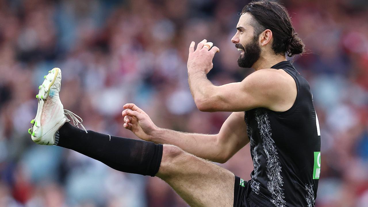 Brodie Grundy is having serious turnover issues. Picture: Michael Klein