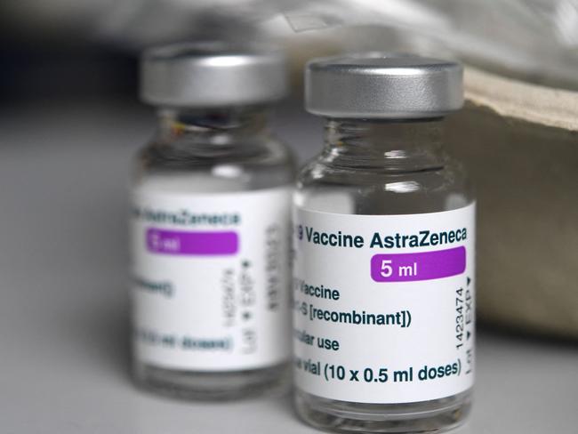 (FILES) In this file photo taken on March 12, 2021 shows empty vials of the Astra-Zeneca Covid-19 vaccine at a vaccination center at the UBO (Universite Bretagne Occidentale) in Brest, western France. - The Netherlands suspends the use of AstraZeneca vaccine on March 14, 2021. (Photo by Fred TANNEAU / AFP)