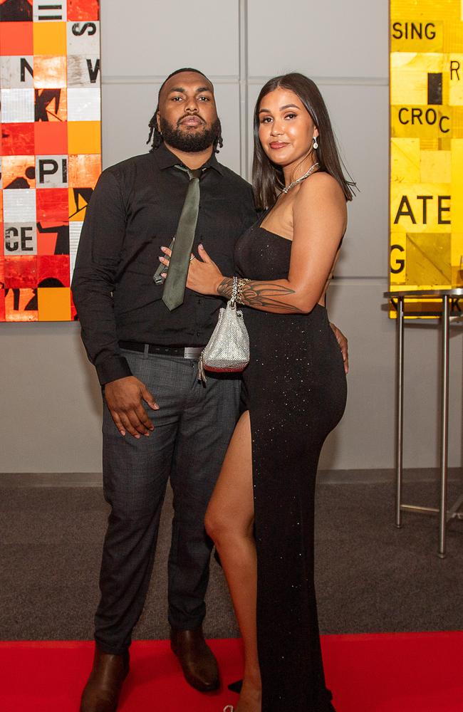 Ty Nakata and Sharna Alley on the red carpet at the Darwin Convention Centre. Picture: Pema Tamang Pakhrin