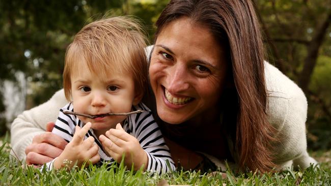 Bondi mum Ariana Aljinovik with 6-month-old son Phoenix enrolled in a course in natural birthing techniques. Picture: Adam Taylor