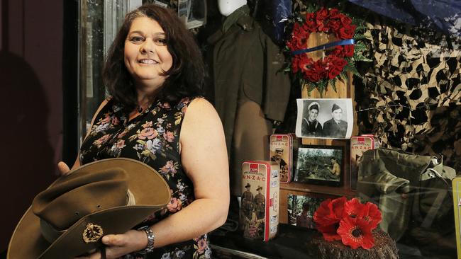 Amanda Rhodes has done her anual ANZAC tribute in the front window of Passion Flower in Glenorchy.Picture: MATHEW FARRELL