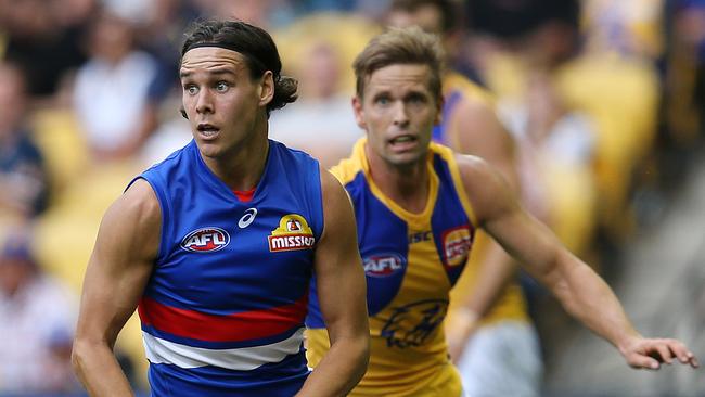 Lukas Webb in action for the Bulldogs against the West Coast Eagles. Picture: Michael Klein