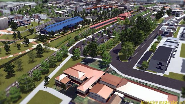 The planned railway parklands project for Toowoomba. Digital impression