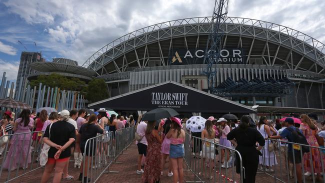 Fans gather outside Accor Stadium on Friday. Picture: Getty