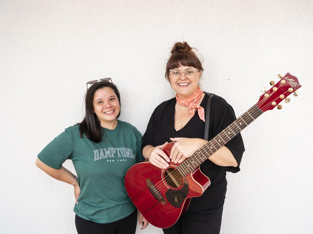 Vanessa Muller (left) performing as V Miiller with Sue Ray after providing the music (separately) at the Indigenous Artisan Markets at The Lighthouse, Saturday, December 17, 2022.