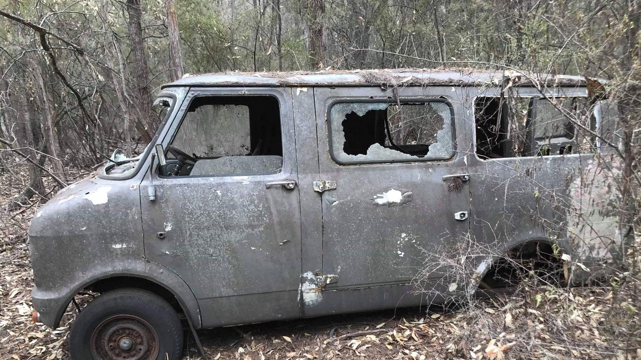 A Lime Green Bedford CF Van found dumped in the bush in Tallong in the Southern Highland. Picture: Supplied