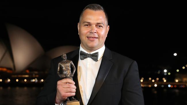 Anthony Seibold’s stocks rose when he picked up the coach of the year gong at this year’s Dally Ms. Picture: Brett Costello