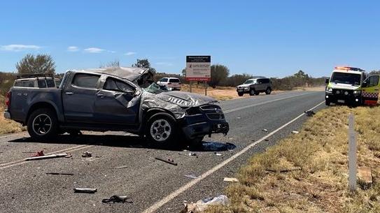 Police were called to a single-vehicle rollover on Larapinta Drive, one of several crashes on roads around Alice Springs on Saturday. Picture: Daniel Wood