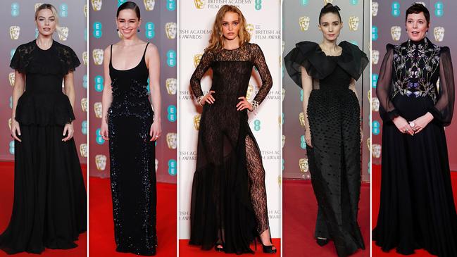 L-R: Margot Robbie, Emilia Clarke, Lily-Rose Depp, Rooney Mara and Olivia Colman. Pictures: AFP/AP<br/>