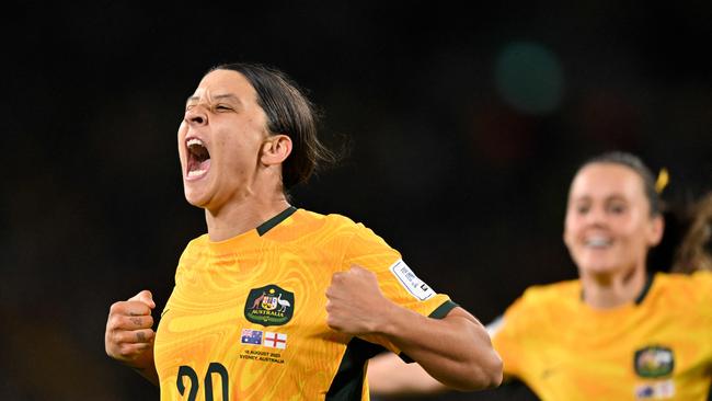 Sam Kerr’s expected date for returning to the field remains uncertain. (Photo by Izhar KHAN / AFP)