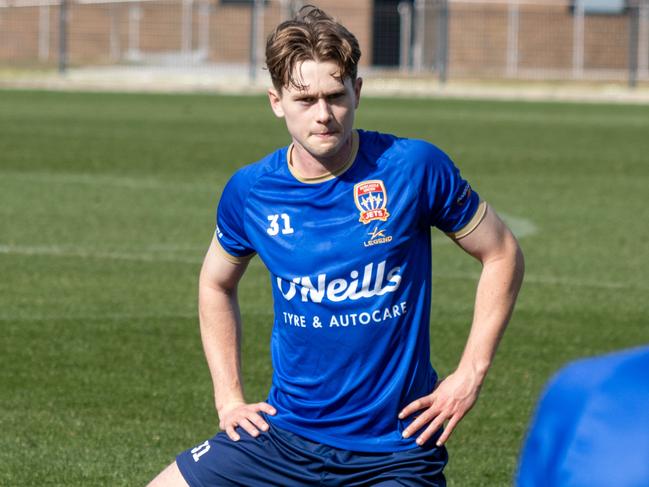 Former Mindil Aces junior turned A-League pro Lachlan Bayliss training with the Newcastle Jets. Picture: Newcastle Jets