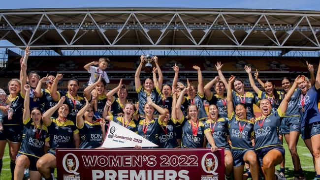 Bond University won the Queensland Premier Women’s Rugby premiership in a testament to the growth of the game out of the program. Picture: Supplied.