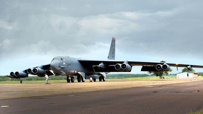 A US Air Force B-52 bomber arrives at RAAF Darwin. Picture: Supplied