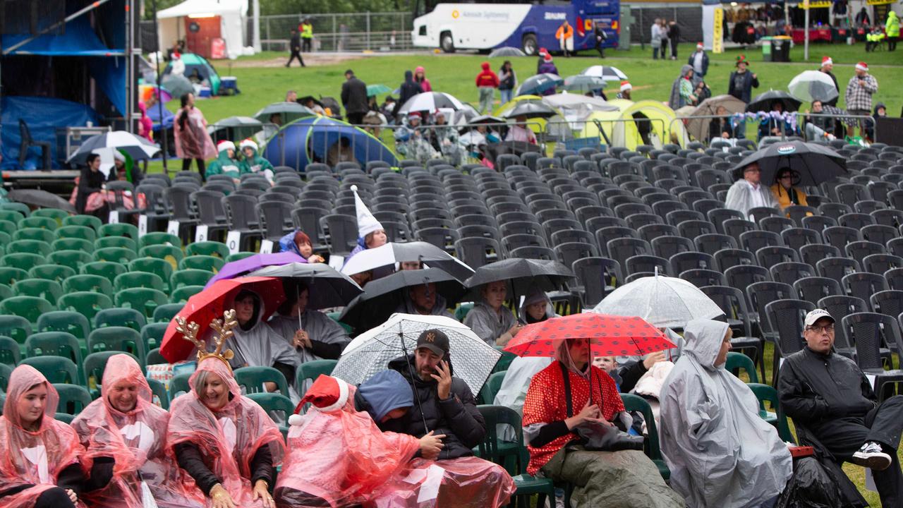 Sealink Carols by Candlelight at Elder Park. Low crowd numbers due to the weather. Picture: Brett Hartwig