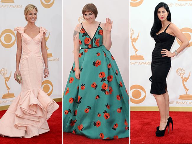 Julie Bowen, Lena Dunham and Sarah Silverman. Picture: Getty 