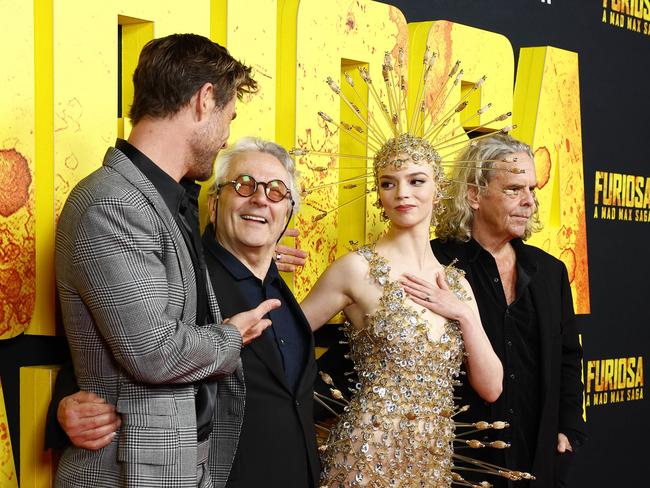 Chris Hemsworth, director George Miller, Anya Taylor-Joy and producer Doug Mitchell on the red carpet for the Australian Premiere of Furiosa: A Mad Max Saga, at the State Theatre, Sydney. Picture: Jonathan Ng