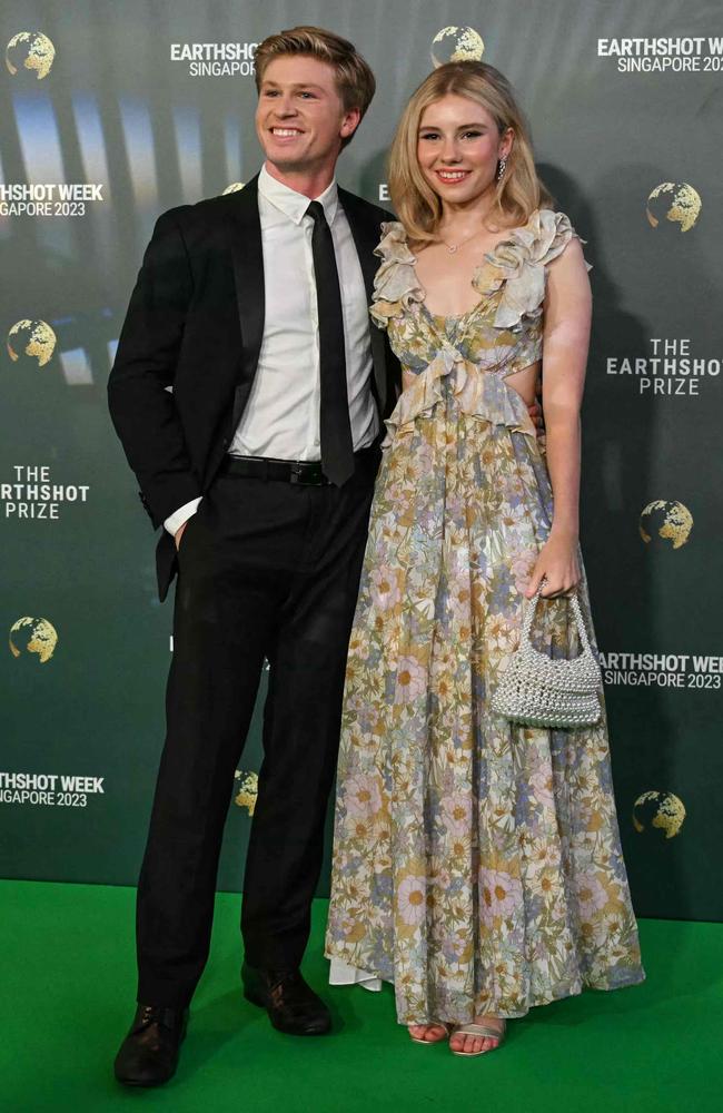Wildlife conservationist Robert Irwin and his girlfriend Rorie Buckey attend the 2023 Earthshot Prize in Singapore. Picture: Mohd Rasfan/AFP