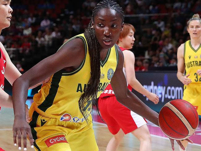 Aussie tower Ezi Magbegor got going in the second. Picture: Getty Images