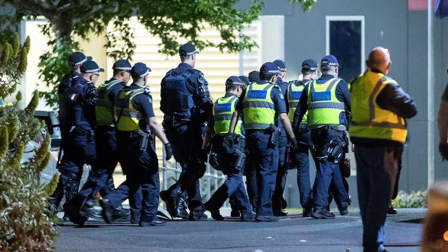 Police prepare to enter the Youth Justice Centre in Parkville in 2016. Picture: Mark Dadswell