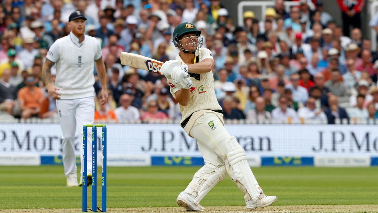 Australia's David Warner remains unbeaten after a productive first seesion. Picture: AFP