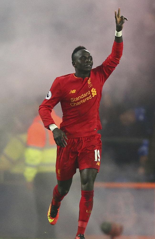 Liverpool's Sadio Mane celebrates.