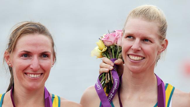 Sarah Tait (right), who won a silver medal at the London Games in 2012, lost her battle with cancer on Thursday. Pic: Armando Franca/AP