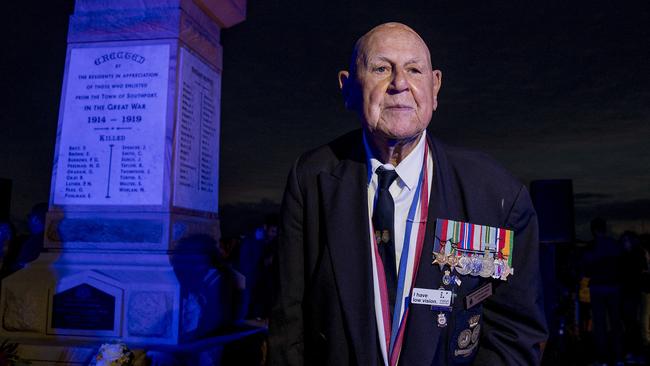 David Mattiske at the ANZAC Day Service at Broadwater Parklands in 2019. Picture: Jerad Williams