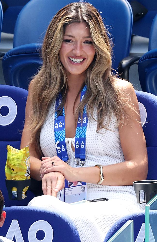 She was there to watch husband Mark Philippoussis play in the legends tournament. Picture: Mark Stewart