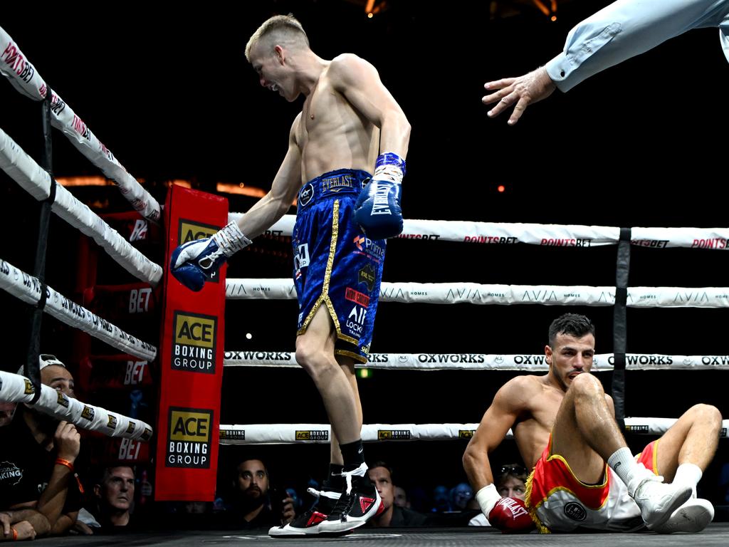 Dib stands by his low blow call. Picture: Scott Davis / Ace Boxing