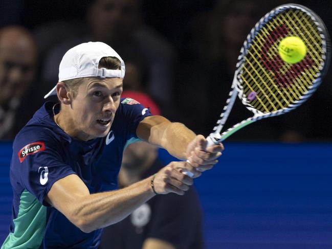 Alex de Minaur climbs into the world top-20 rankings despite his loss to Roger Federer. Picture: Georgios Kefalas