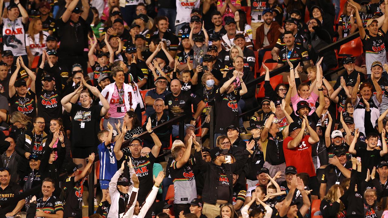 Panthers fans mimicking the Viking Clap in April. Picture: Matt Blyth/Getty Images