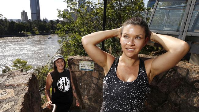 Emma Huthmann and Christina Cummings getting some exercise in. Picture: Josh Woning, AAP Image.